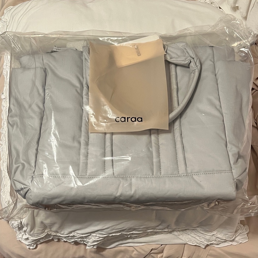 Caraa Baby Tote Cotton in Dove with Nickel Hardware